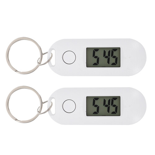 2St Mini Digitale Sleutelhanger Wit ABS En Draagbaar
