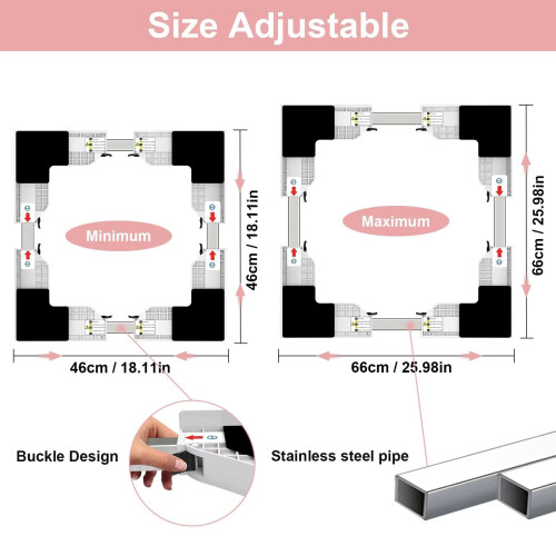 NIUXX Universal Stacking Kit for Washer & Tumble Dryer: Adjustable 46-66 cm Stacking Frame Set for Most Washer Units - Space Saving Intermediate Stack 1