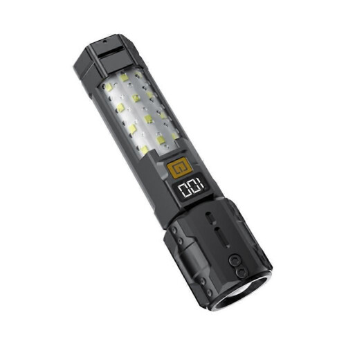 Zoom Flashlight Car Portable Work Light Multi-Function Outdoor Flashlight LED Warning Searchlight Black