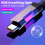 Καλώδιο γρήγορης φόρτισης RGB 2m 120W 6A Καλώδιο φόρτισης με φωτισμό περιβάλλοντος RGB 3