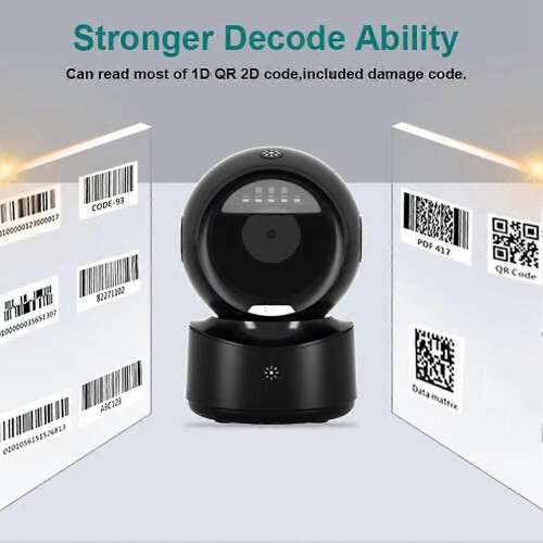 A5 Desktop 2D QR Barcode Scanner, Hands Free Omnidirectional USB Big Barcode Reader 1D QR Screen Ba 2