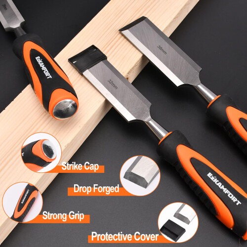 Ezkamfort 13-Piece Chisel Sets, Chisel Set, Wood Chisel Set, Wood Chisel Sets, Chisels Set with Sharpening Stone, Honing Guide and Storage Case 1