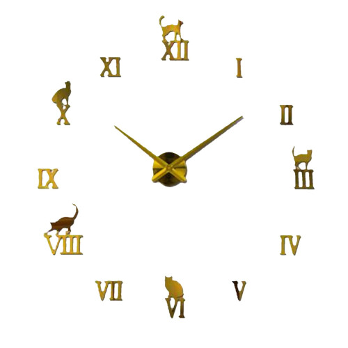 Gold or Black DIY Mirror Wall Clock Sticker