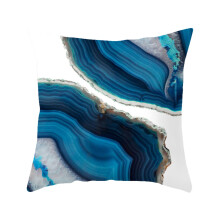 Abstract Blue Printed Peach Skin Velvet Cushion