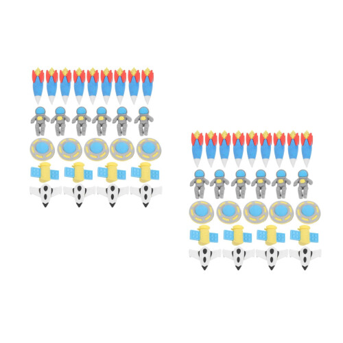 100Pcs Tpr Space Erasers Bulk Assorted Colors Mini Rockets Astronauts 1
