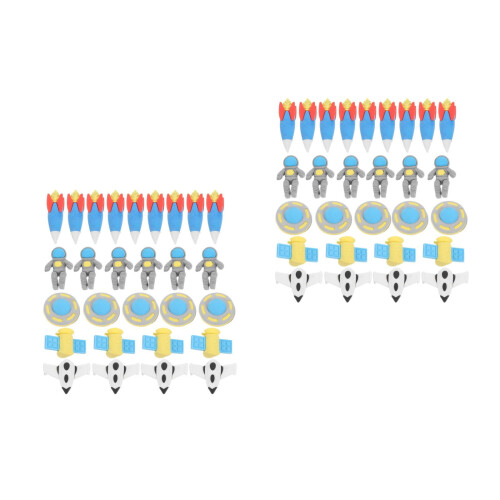 100Pcs Tpr Space Erasers Bulk Assorted Colors Mini Rockets Astronauts 2