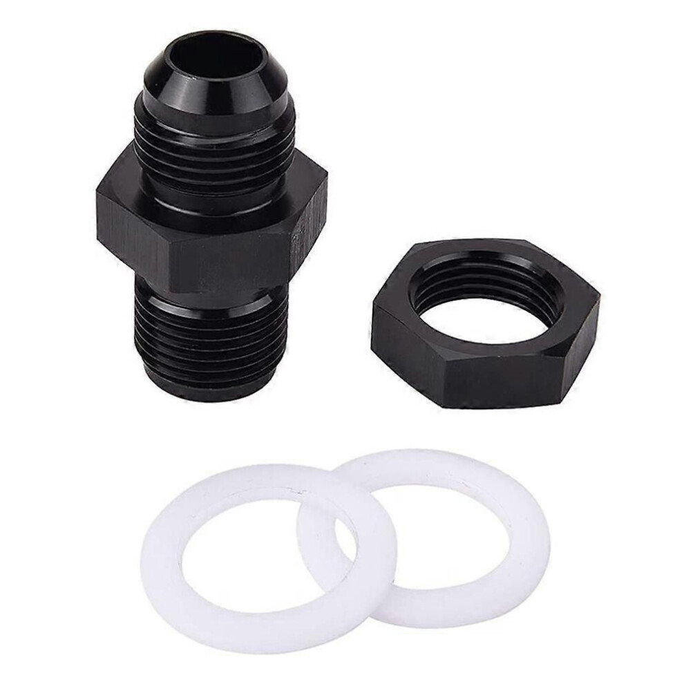 An6 Male Aluminum Adapter Fuel Tank Fasteners, Fuel Cell Bulkhead Fittings Thread 6An Connector Rubber Washers, Black 9152359349550