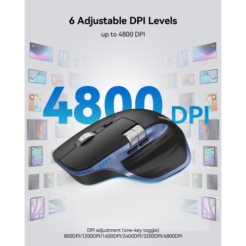 TeckNet TECKNET Wireless Mouse, Bluetooth Mouse with Thumb Scroll, Rechargeable Mice, Dual Bluetooth 5.3 & 2.4GHz, Ergonomic, 4800DPI Adjustable, Silent Click 2