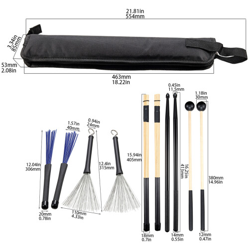 Professional Drummers Essential Different Drumsticks Brushes 2