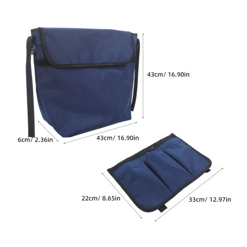 2Pcs Dark Blue Wheelchair Carry Bag with Multiple Pockets Polyester 1