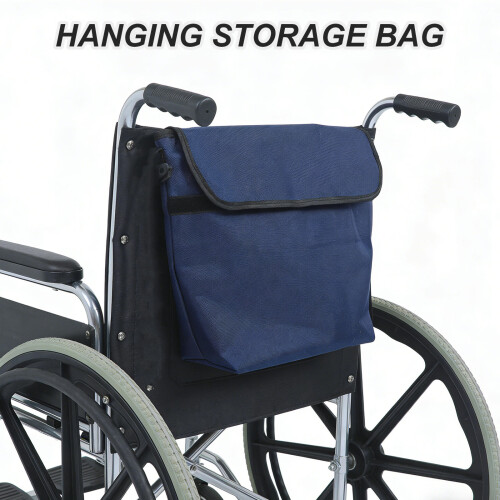 2Pcs Dark Blue Wheelchair Carry Bag with Multiple Pockets Polyester 2