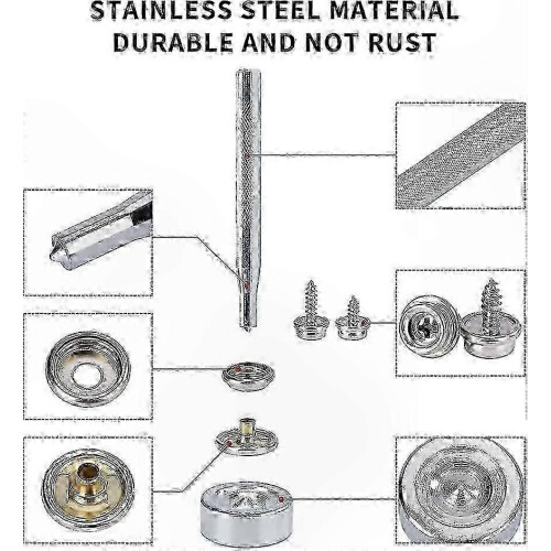 60-Piece Stainless Steel Snap Button Kit with Fastening Tools for Tarps Canvas Projects 1