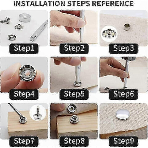 60-Piece Stainless Steel Snap Button Kit with Fastening Tools for Tarps Canvas Projects 2