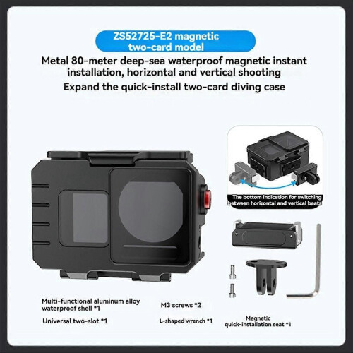 80M Waterproof Case Underwater Diving Housing with Head Adapter 2