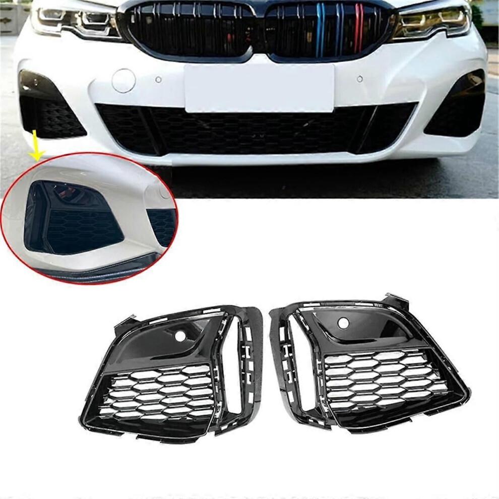 1Pair Front Fog Grille Trim Cover For 3 Series G20 G21 G28 M340i 2019-2022 51118075649 511180 Light 9152359341844