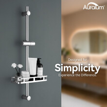 Auralum 70cm Shower Riser Rail Adjustable 360Swivel Shower Head Hold