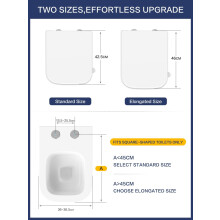 Square Toilet Seat Soft Close YEAUPE PRO White Quick Release UreaForma