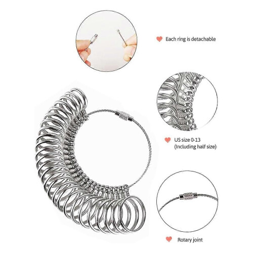 Ring Sizer Measuring Tool Set with Magnifying Glass, Integrated Conical Solid Ring Mandrel Sizer Too 2