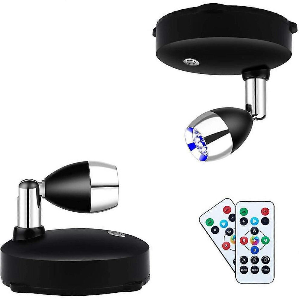 Wireless Spot Battery Operated Accent S,Dimmable Led Spotlights With Remote Rotatable Wall (2 Pack) Light 9152359339414