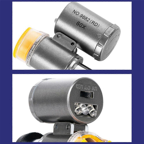 Mini microscopio tascabile 60X con lente d'ingrandimento per gioiellieri e luce LED UV - A 2