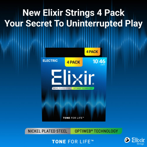Elixir Strings Electric Guitar Strings with OPTIWEB Technology, Light (.010-.046) - Amazon Exclusive 4 Pack 1
