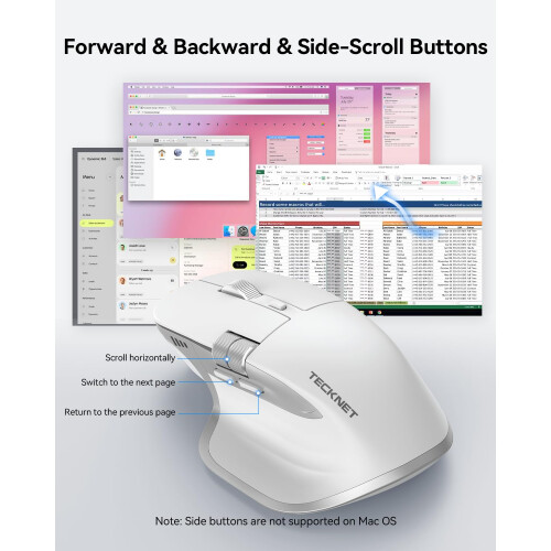 TeckNet TECKNET Bluetooth Mouse, Wireless Mouse with Thumb Scroll, Rechargeable Mice, Dual Bluetooth 5.0 & 2.4GHz, Ergonomic, 4800DPI Adjustable, Silent Click 1
