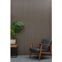 MCW Acoustic Slat Wall Panel - Decorative & Sound Absorbing Wooden Slatted 3D Feature Wall Pannelling - Living Room Bedroom Interior Easy Installation