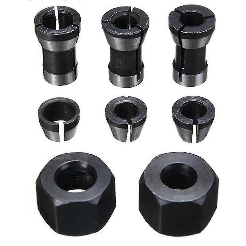 8Pcs High Precision Adapter Collet Set 6Mm/6.35Mm/8Mm Collet Chuck For Cnc Router 9152359368001