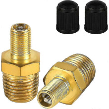 2pcs Brass Air Inflator Adapter, 1/4" NPT Male to Schrader Valve Male, Tire Inflation Accessories