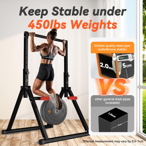WATBKHE Power Tower Pull Up Dip Station Foldable, Pull Up Bar Station Adjustable, Multi-Function Home Gym, Strength Training Fitness Equipment (Black) 1