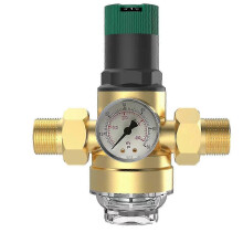 3/4 Inch Water Pressure Regulator with Gauge and Mesh Filter for Plumbing Systems