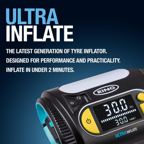 Ring Automotive RING ULTRAINFLATE 30 Rapid Digital Tyre Inflator - Digital Display With Quick Set, Auto-Stop & Progress Meter 2