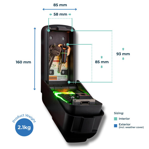 ark Tamo Maximum Security Outdoor Wall Mounted Key Safe Police Preferred Key Box with Illuminated Multi-Push Buttons 9.7m Code Combination Lock Box Id 2