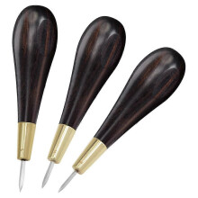 Punzón de costura con forma de diamante, mango de madera negra, kit de punzón para manualidades en cuero,