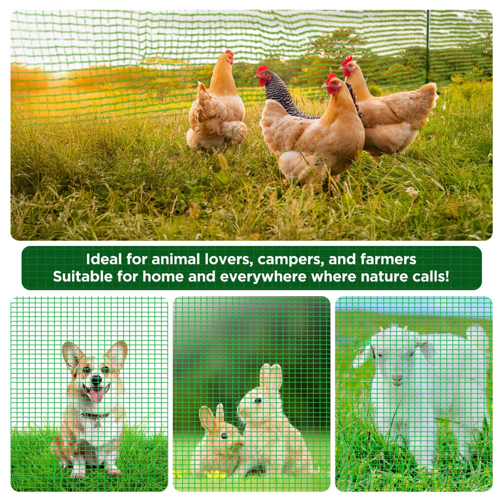 Signstek Barrier Fencing Mesh, 0.9M X 25M With 15 Pack Fencing Pins, Temporary Garden Outdoor Dog Fence Reusable Temporary Fence For Pets, Poultry, Co 6975795421412