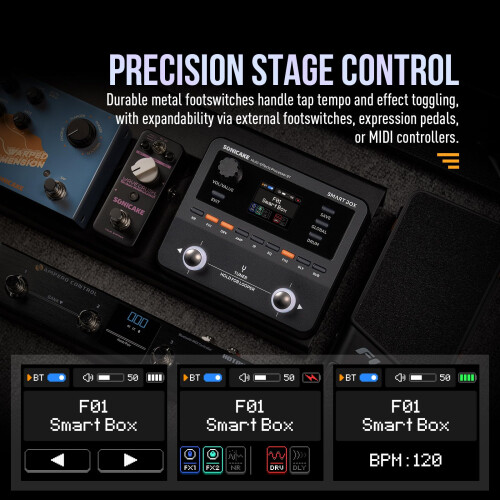 SONICAKE Smart Box Multi-Effects Processor for Guitar Bass 130+ Effects, NAM/IR Support, Looper, Built-in Tuner/Metronome, USB Audio Interface, Stere 2