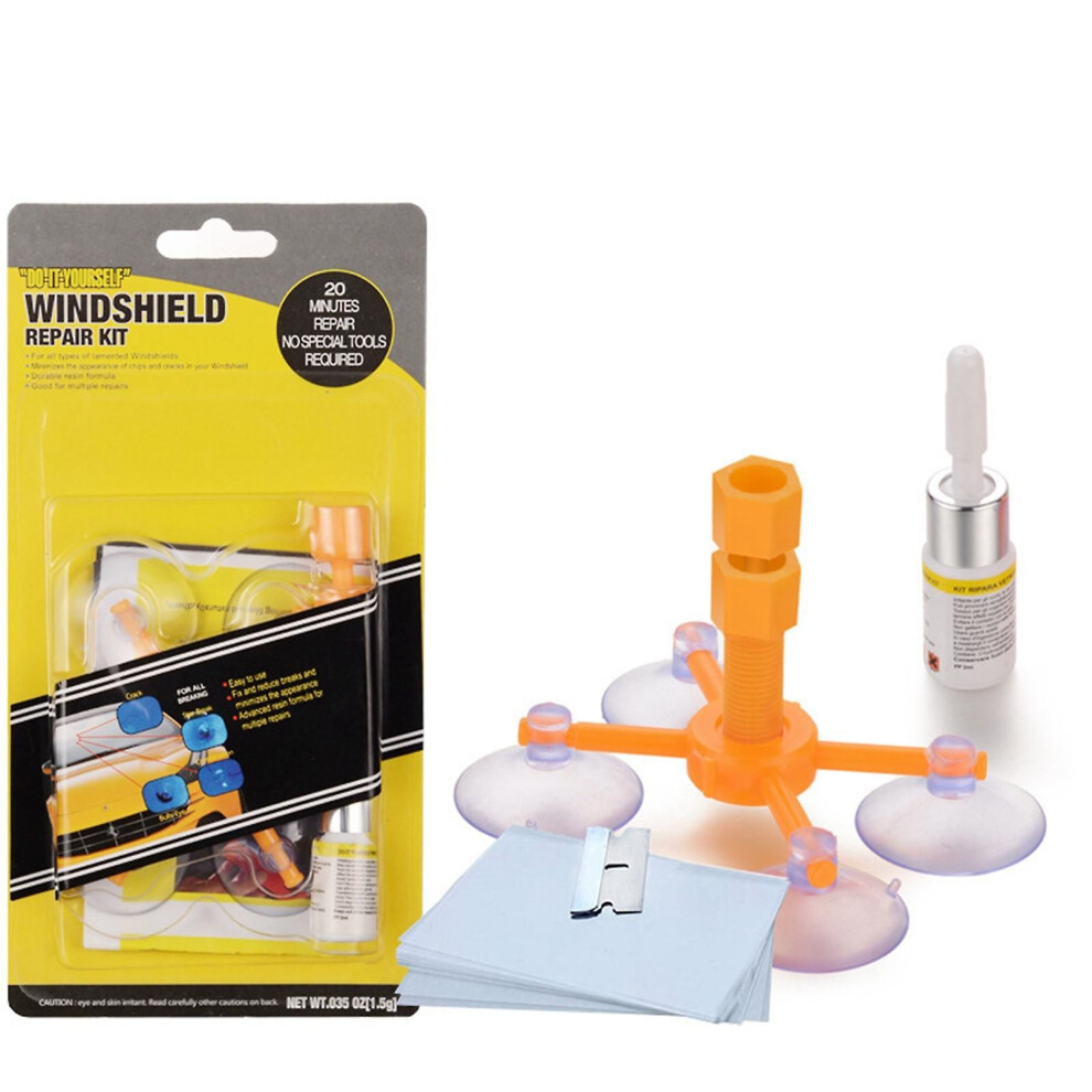 Windshield Crack Repair Kit, Stable Suction Cups, Car Glass Filler Fluid, Yellow 9152359416962
