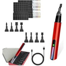 Mini lijadora eléctrica recíproca, carga USB con 3 velocidades ajustables y 8 cabezales de lijado, herramienta