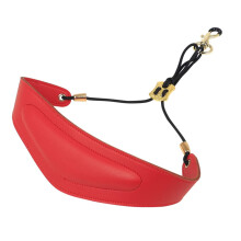 Red Padded Saxophone Shoulder Strap Adjustable Cotton Leather Harness with Comfortable Neck Support for Alto Tenor Soprano