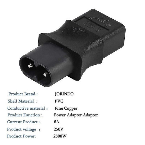 Μετατροπέας βιομηχανικής ισχύος 6A/250V Eu από αρσενικό Iec 320 C8 2 ακίδων σε θηλυκό Iec 320 C9