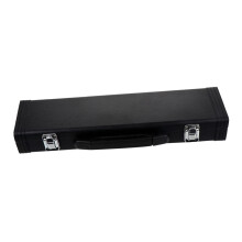 Black PU Leather Flute Carrying Case with Secure Buckle, Retractable Handle and Accessory Storage