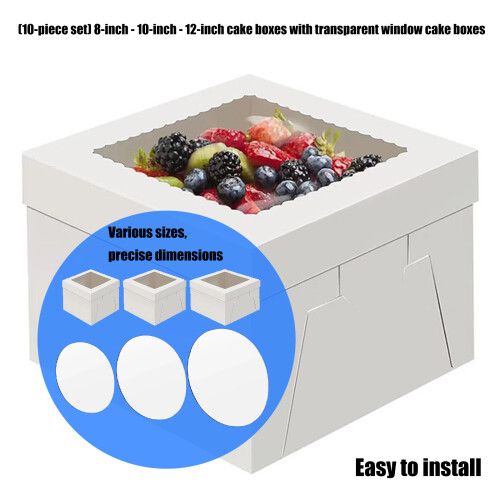 Pack of 10 Sturdy Cakes Boxes Feature See Through Lid-10IN 2