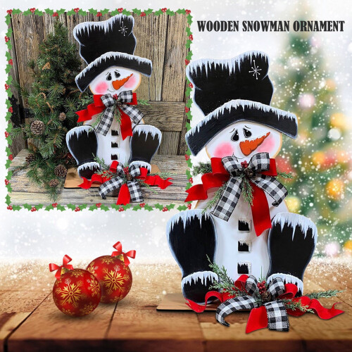 Wooden Snowman Decoration 13.8 in Christmas Table Centre 1