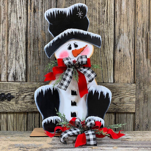 Wooden Snowman Decoration 13.8 in Christmas Table Centre 2