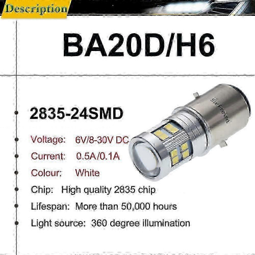 Λάμπα προβολέα LED BA20D 6V 12V για μοτοσικλέτα, μοτοσικλέτα, 1