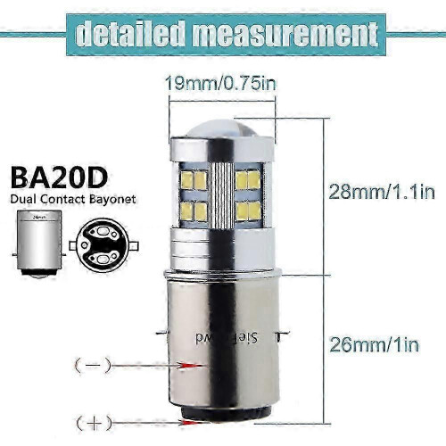 Λάμπα προβολέα LED BA20D 6V 12V για μοτοσικλέτα, μοτοσικλέτα, 2