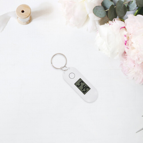2St Mini Digitale Sleutelhanger Wit ABS En Draagbaar 2