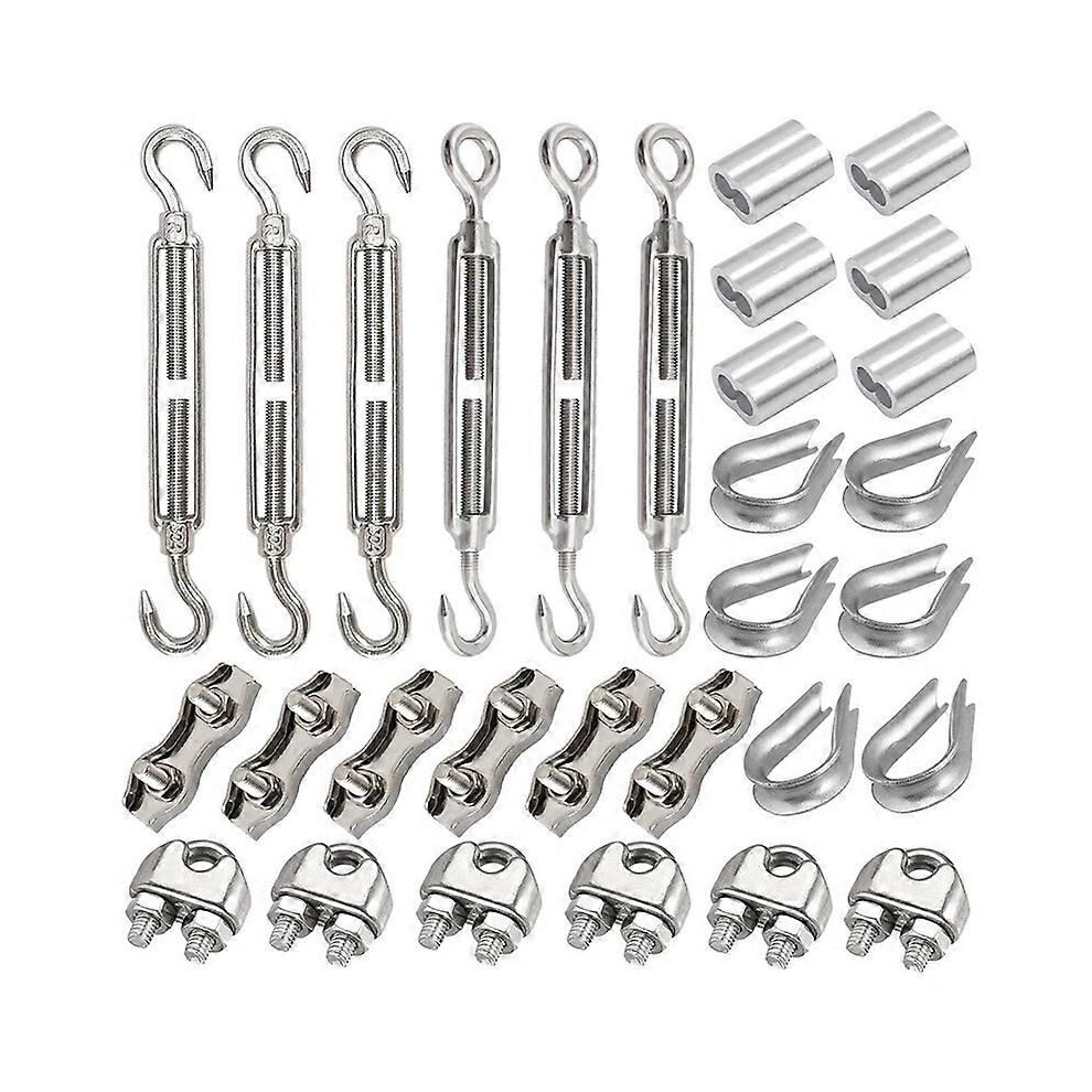 30 Turnbuckle M5 Wire Tensioner Set With Turnbuckle Wire Rope Clamp Thimbles Press Clamp For Tighten 9152359486590