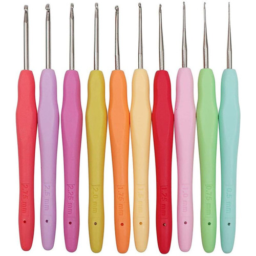 20Pcs Small Size Lace Crochet Hooks (0.5-2.75mm), Ergonomic Crochet Hooks Set with Soft Grip Handle for Thread 1