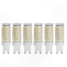 6er-Packung 90 LED G9-Glühbirnen 9W 220V Dimmbare warmweiße LED-Lampen für Kronleuchter, Decken- und Wandleuchten